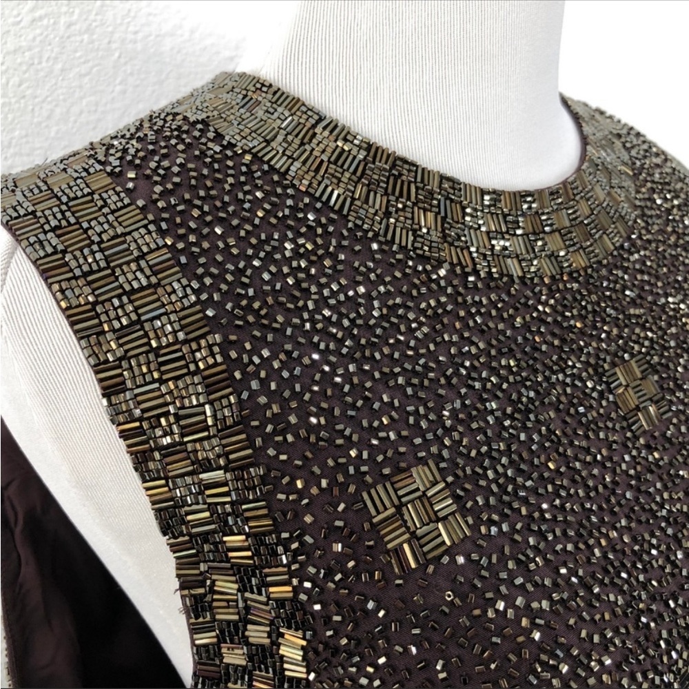 Vintage Oleg Cassini Black Tie Beaded Maxi Gown Dress - Picture 4 of 8